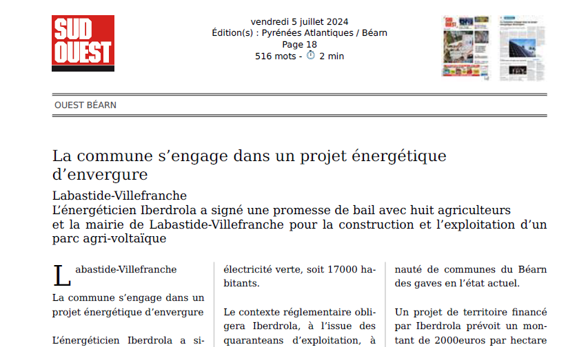 La presse parle du projet 